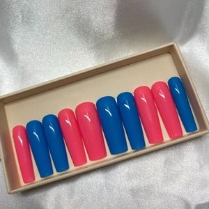 Pink and Blue Press On Nails